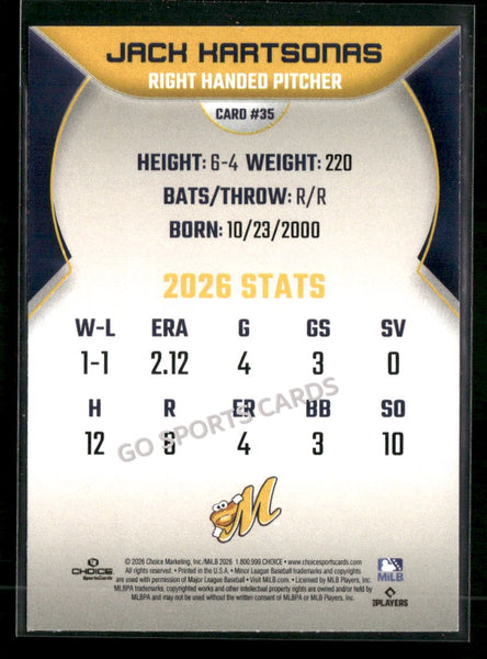 2026 Montgomery Biscuits Jack Kartsonas