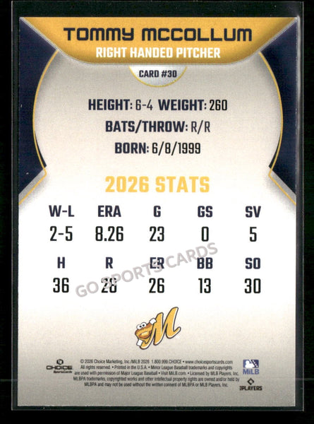 2026 Montgomery Biscuits Tommy McCollum