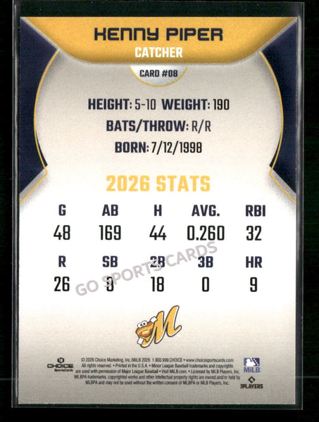 2026 Montgomery Biscuits Kenny Piper