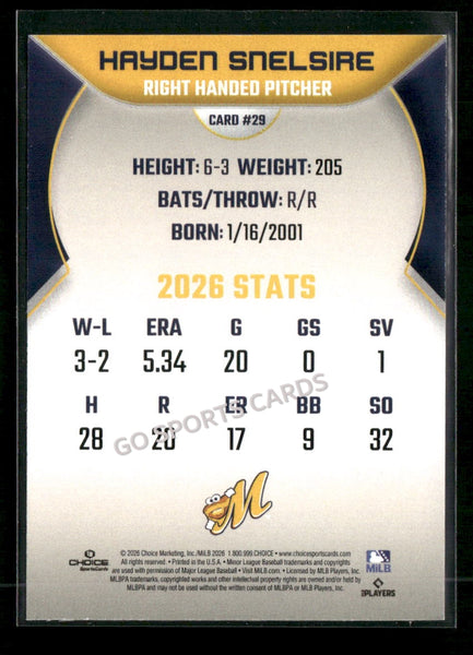 2026 Montgomery Biscuits Hayden Snelsire