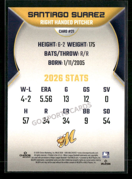 2026 Montgomery Biscuits Santiago Suarez