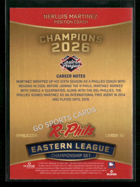 2026 Reading Fightin Phils Champions Nerluis Martinez