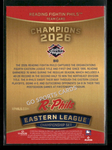 2026 Reading Fightin Phils Champions Team Photo