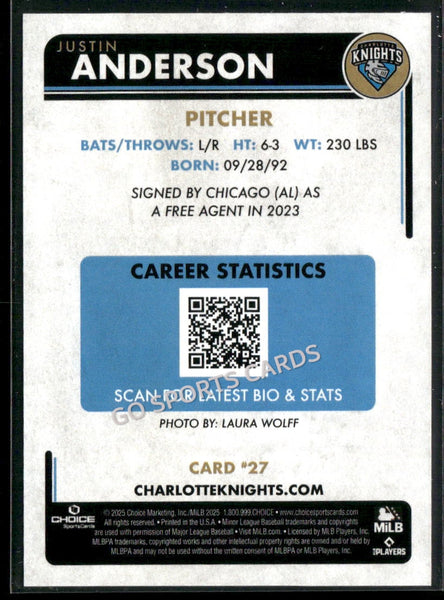 2025 Charlotte Knights Justin Anderson