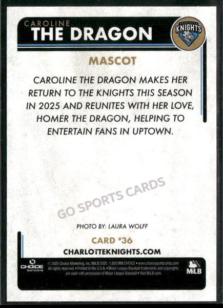 2025 Charlotte Knights Caroline The Dragon Mascot