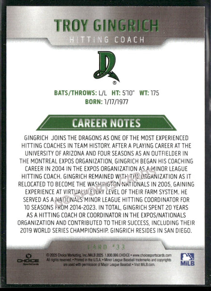 2025 Dayton Dragons Troy Gingrich
