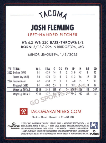 2025 Tacoma Rainiers Josh Fleming