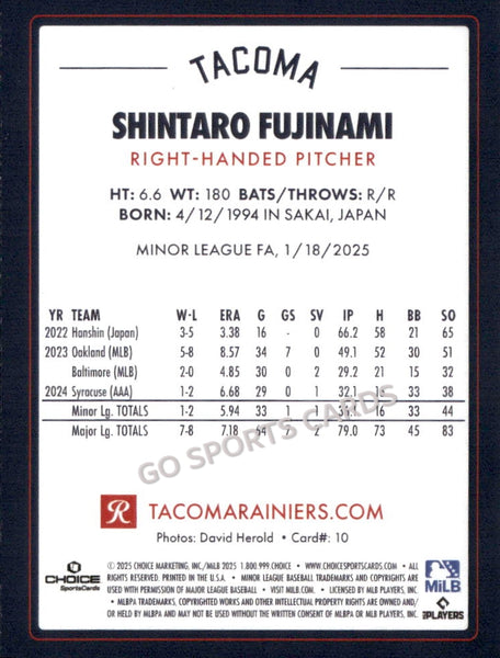 2025 Tacoma Rainiers Shintaro Fujinami