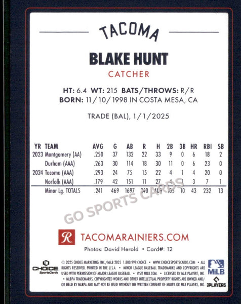2025 Tacoma Rainiers Blake Hunt