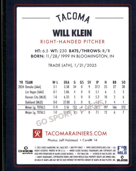 2025 Tacoma Rainiers Will Klein