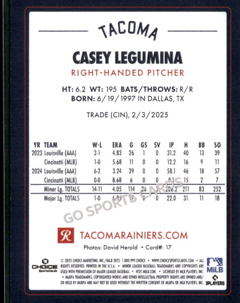 2025 Tacoma Rainiers Casey Legumina