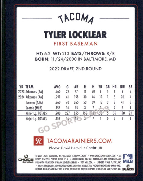 2025 Tacoma Rainiers Tyler Locklear