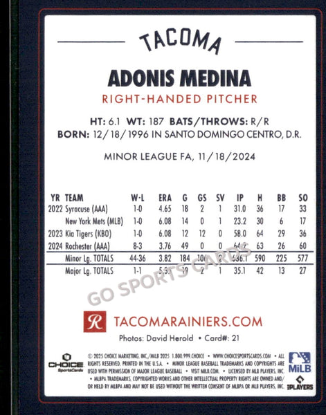 2025 Tacoma Rainiers Adonis Medina