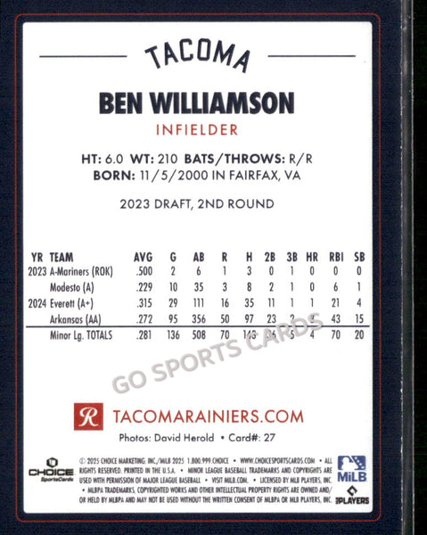 2025 Tacoma Rainiers Ben Williamson