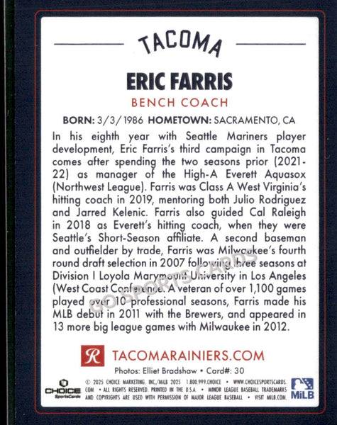 2025 Tacoma Rainiers Eric Farris