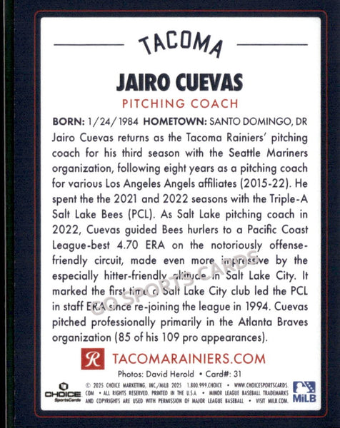 2025 Tacoma Rainiers Jairo Cuevas