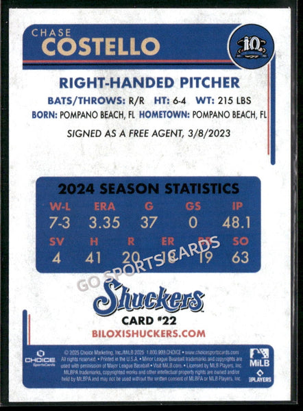 2025 Biloxi Shuckers Chase Costello
