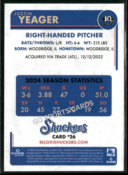 2025 Biloxi Shuckers Justin Yeager