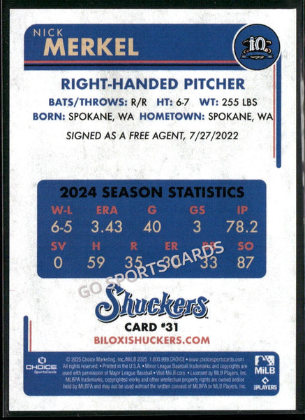 2025 Biloxi Shuckers Nick Merkel