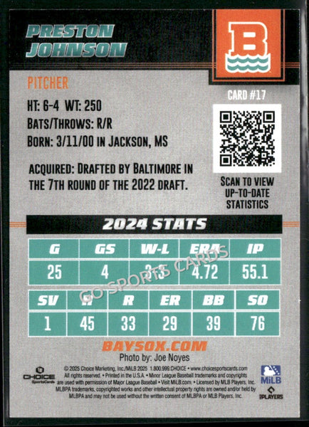 2025 Chesapeake Baysox Preston Johnson