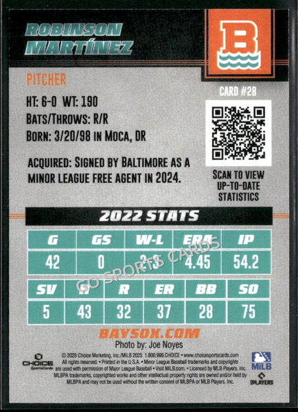 2025 Chesapeake Baysox Robinson Martinez