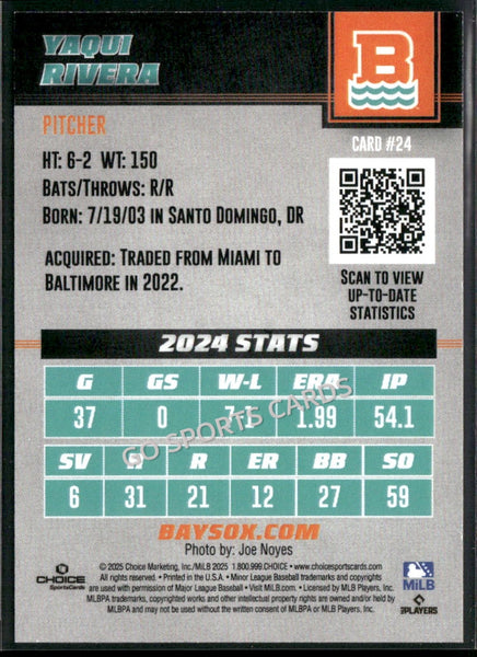 2025 Chesapeake Baysox Yaqui Rivera