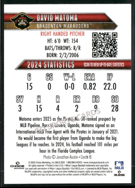 2025 Bradenton Marauders David Matoma