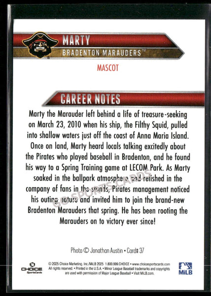 2025 Bradenton Marauders Marty Mascot