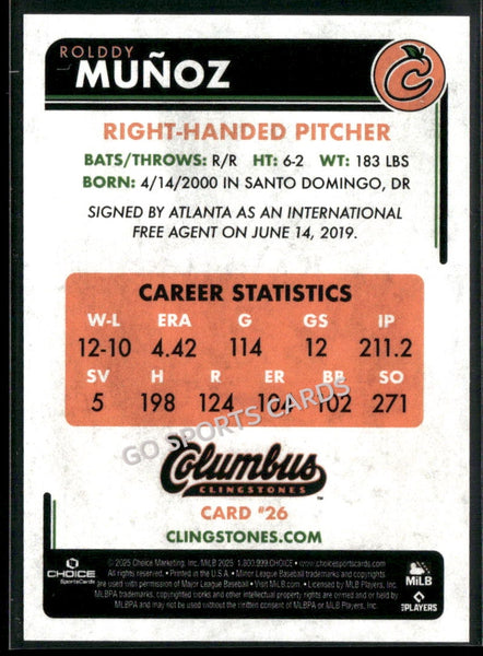 2025 Columbus Clingstones Rolddy Munoz