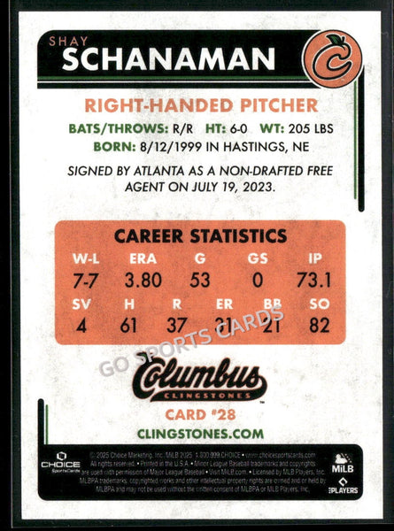 2025 Columbus Clingstones Shay Schanaman