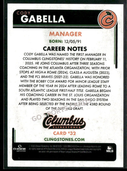 2025 Columbus Clingstones Cody Gabella