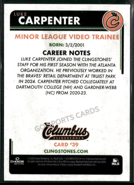 2025 Columbus Clingstones Luke Carpenter