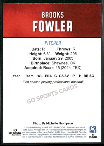 2025 Hickory Crawdads 2nd Brooks Fowler