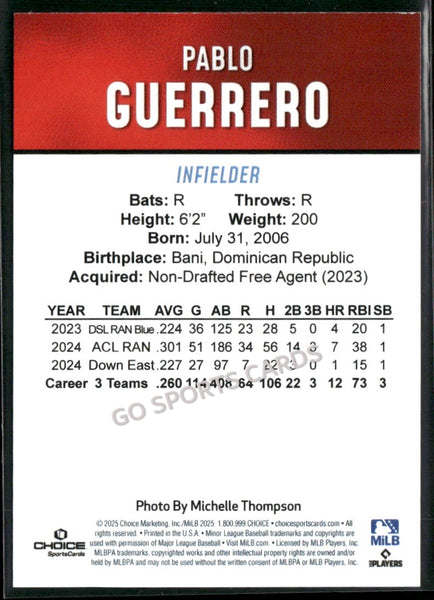 2025 Hickory Crawdads 2nd Pablo Guerrero