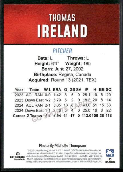 2025 Hickory Crawdads 2nd Thomas Ireland