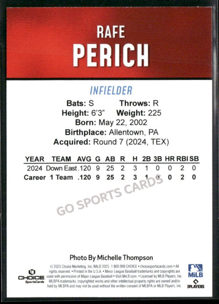 2025 Hickory Crawdads 2nd Rafe Perich