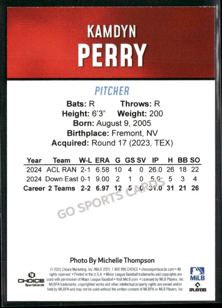 2025 Hickory Crawdads 2nd Kamdyn Perry