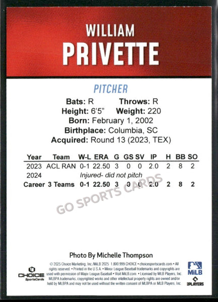 2025 Hickory Crawdads 2nd William Privette