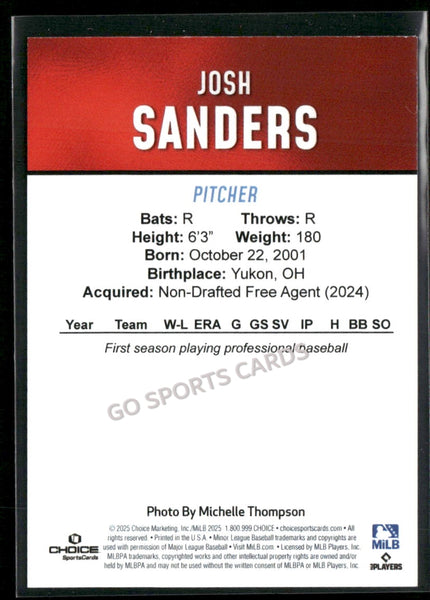 2025 Hickory Crawdads 2nd Josh Sanders