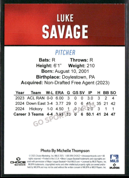 2025 Hickory Crawdads 2nd Luke Savage