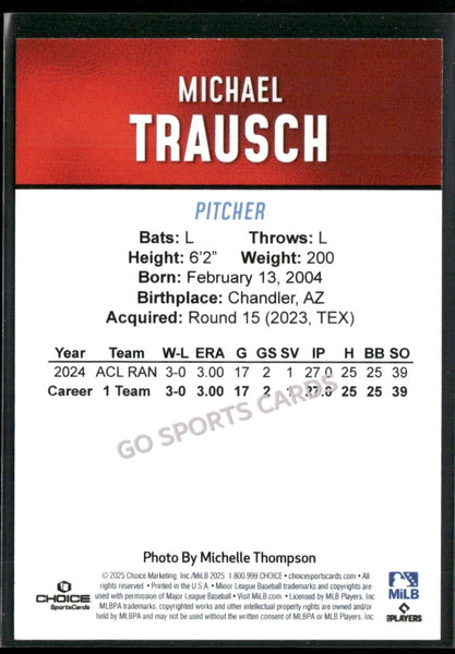 2025 Hickory Crawdads 2nd Michael Trausch
