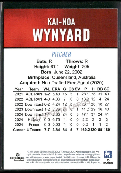 2025 Hickory Crawdads 2nd Kai Noa Wynyard