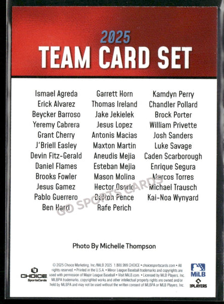 2025 Hickory Crawdads 2nd Header Checklist