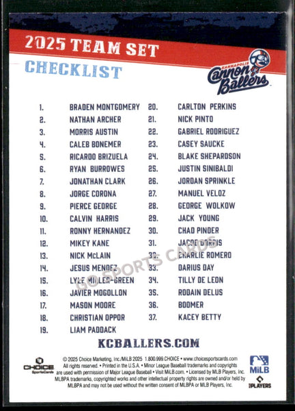 2025 Kannapolis Cannon Ballers Header Checklist