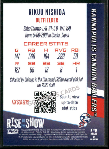 2025 Kannapolis Cannon Ballers Rise to the Show GOLD Rikuu Nishida