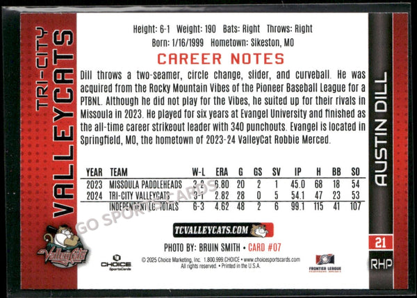 2025 Tri City ValleyCats Austin Dill