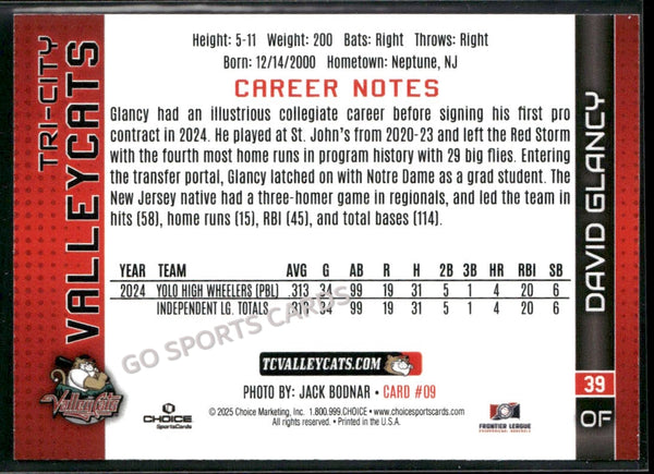 2025 Tri City ValleyCats David Glancy