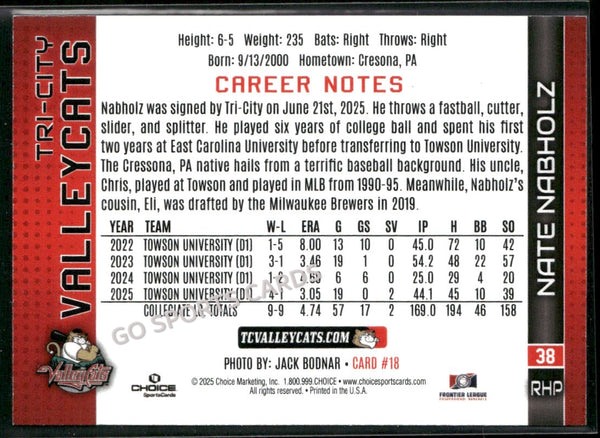 2025 Tri City ValleyCats Nate Nabholz