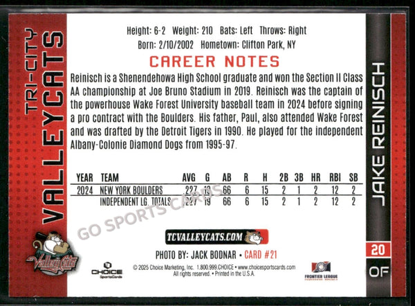 2025 Tri City ValleyCats Jake Reinisch