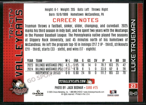 2025 Tri City ValleyCats Luke Trueman